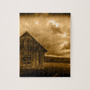 rustic western country farmhouse old barn jigsaw puzzle
