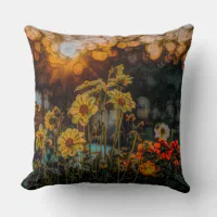 Western floral garden Throw Pillow