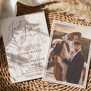Rustic Western Country Horse Photo Wedding Invitation