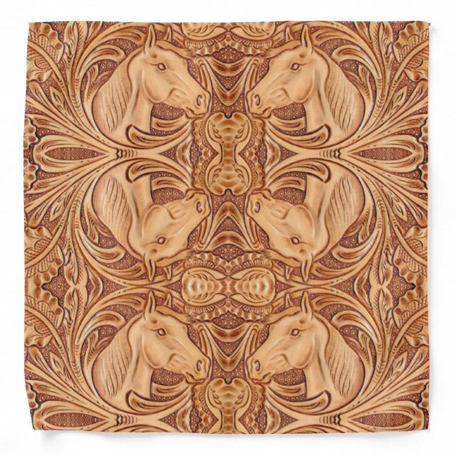 rustic western country leather equestrian horse bandana (Front)