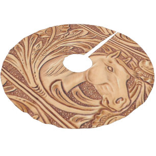 rustic western country leather equestrian horse brushed polyester tree skirt