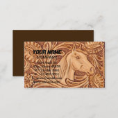 rustic western country leather equestrian horse business card (Front/Back)
