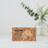 rustic western country leather equestrian horse business card (Standing Front)