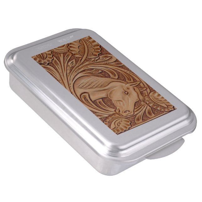 rustic western country leather equestrian horse cake pan (Side)