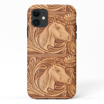 rustic western country leather equestrian horse iPhone 11 case