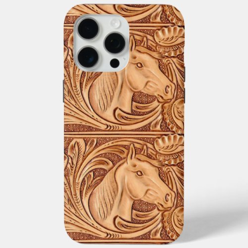 rustic western country leather equestrian horse iPhone 15 pro max case