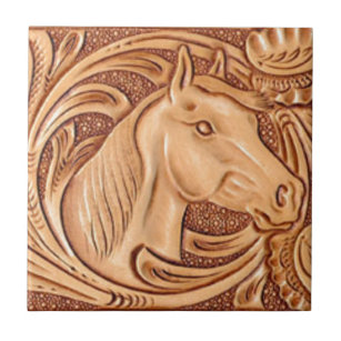 rustic western country leather equestrian horse ceramic tile