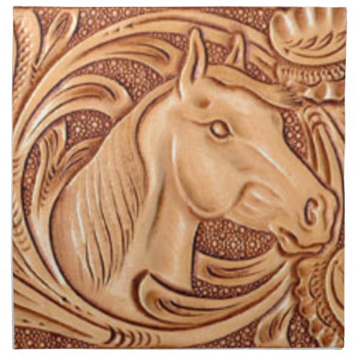 rustic western country leather equestrian horse cloth napkin