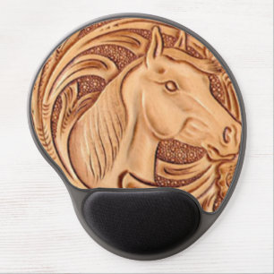 rustic western country leather equestrian horse gel mouse pad