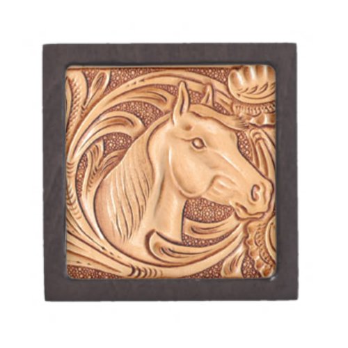 rustic western country leather equestrian horse gift box