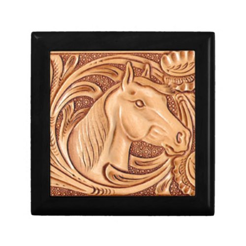 rustic western country leather equestrian horse jewelry box