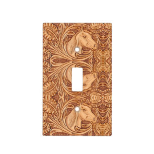 rustic western country leather equestrian horse light switch cover