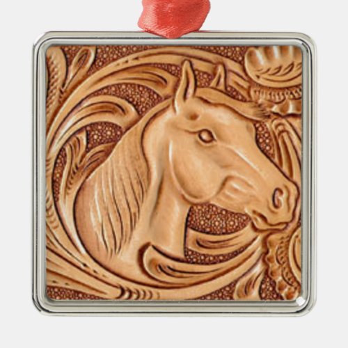 rustic western country leather equestrian horse metal ornament