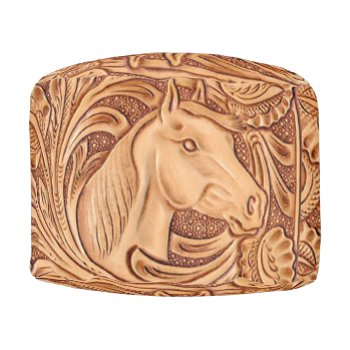 Rustic Western Country Leather Equestrian Horse Pouf by WhenWestMeetEast at Zazzle