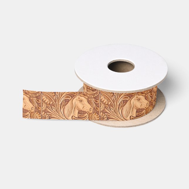rustic western country leather equestrian horse satin ribbon (Spool)