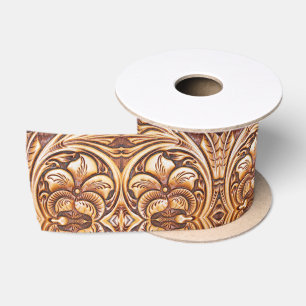 Rustic Western country pattern cowboy leather Satin Ribbon
