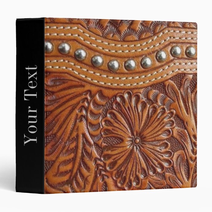 Rustic western country pattern tooled leather 3 ring binder Zazzle