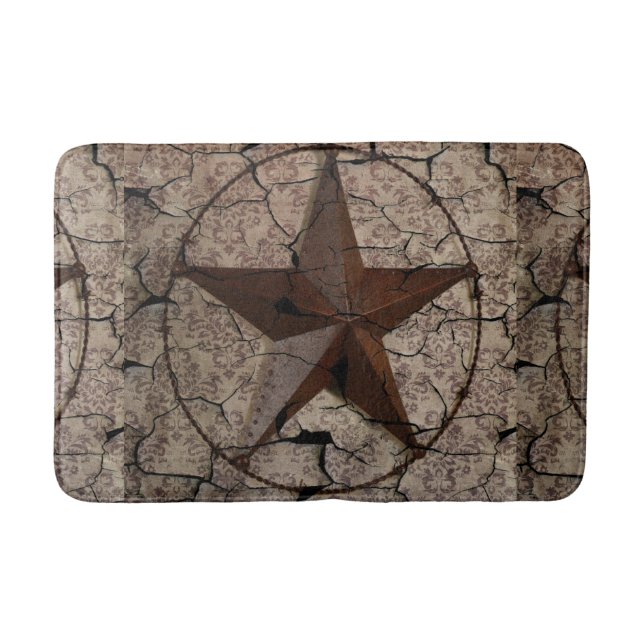 Rustic Western Country Primitive Texas Star Bath Mat (Front)
