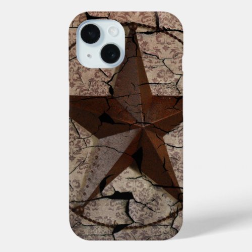 Rustic Western Country Primitive Texas Star iPhone 15 Case