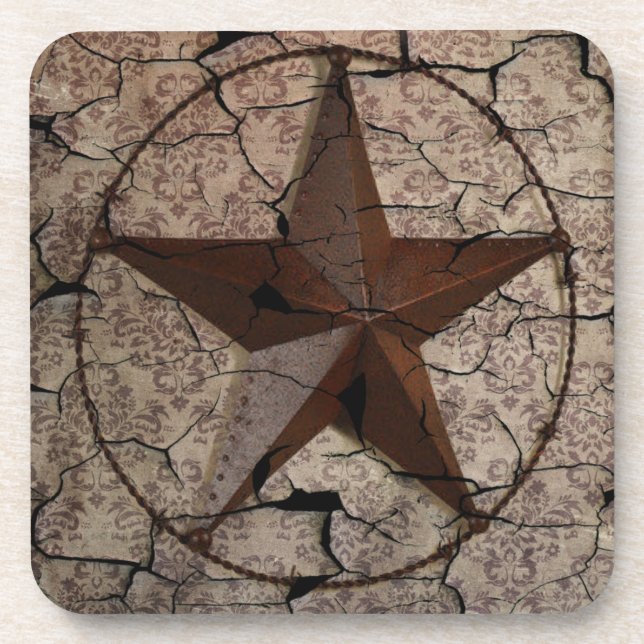 Rustic Western Country Primitive Texas Star Coaster (Front)