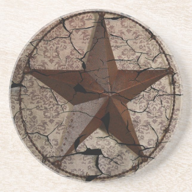 Rustic Western Country Primitive Texas Star Drink Coaster (Front)