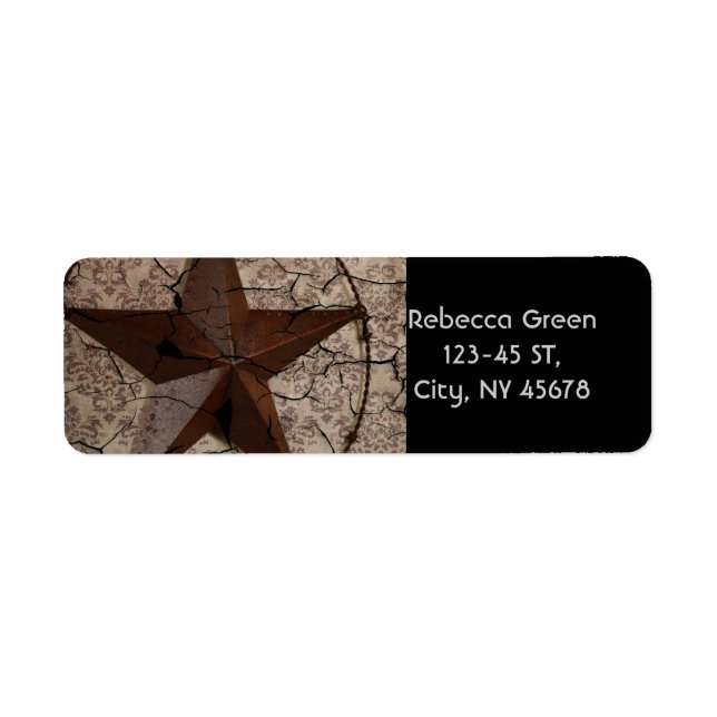 Rustic Western Country Primitive Texas Star Label (Front)