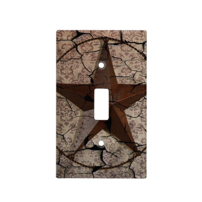 Rustic Western Country Primitive Texas Star Light Switch Cover (Front)