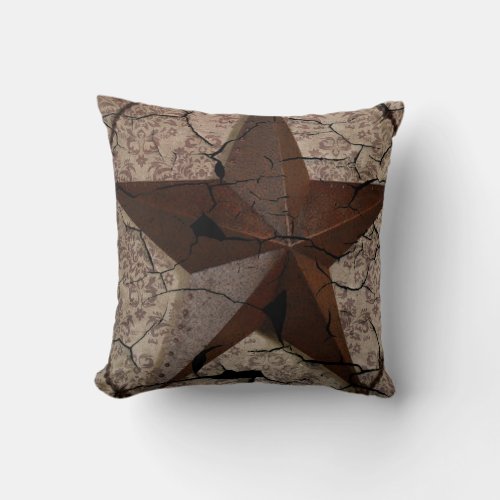 Rustic Western Country Primitive Texas Star Throw Pillow
