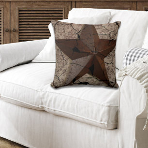 Rustic Western Country Primitive Texas Star Throw Pillow
