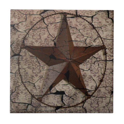 Rustic Western Country Primitive Texas Star Tile