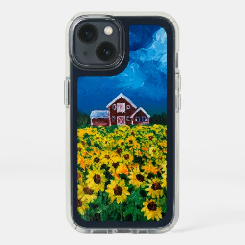 rustic western country red barn sunflower field speck iPhone 13 case