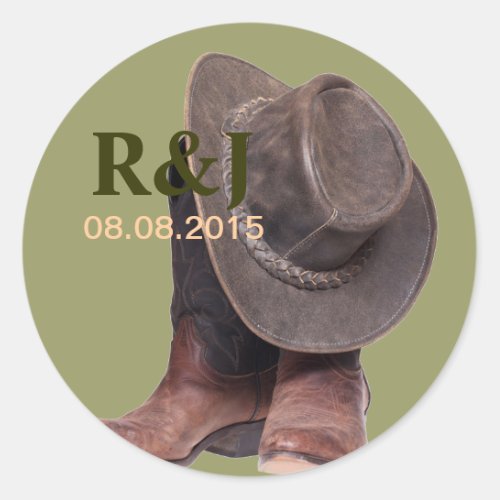 rustic western country rodeo cowboy boots classic round sticker