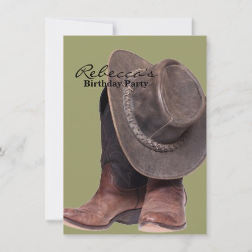 rustic western country rodeo cowboy boots invitation