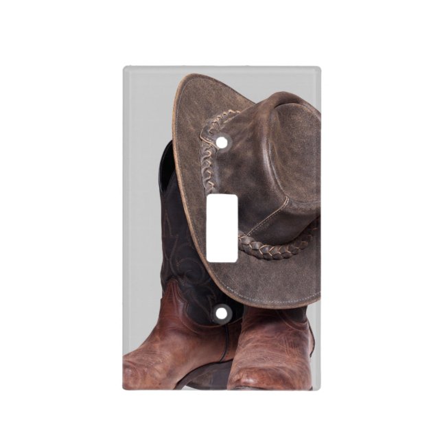 rustic western country rodeo cowboy boots light switch cover (Front)