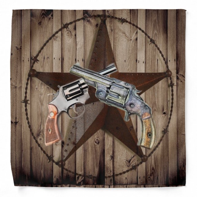 rustic western country texas star cowboy pistol bandana (Front)