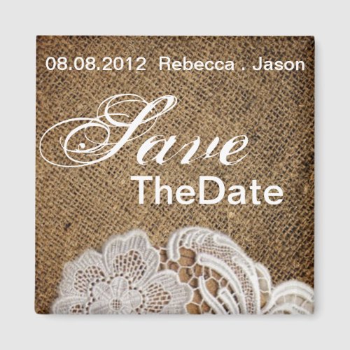 rustic western country wedding burlap and lace magnet