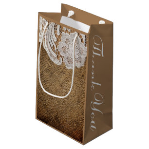 rustic western country wedding burlap and lace small gift bag
