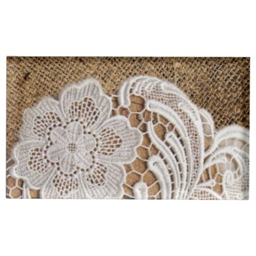 rustic western country wedding burlap and lace table card holder