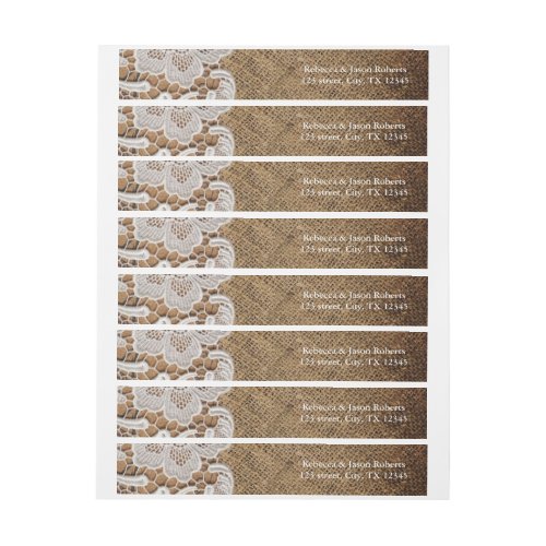 rustic western country wedding burlap and lace wrap around address label