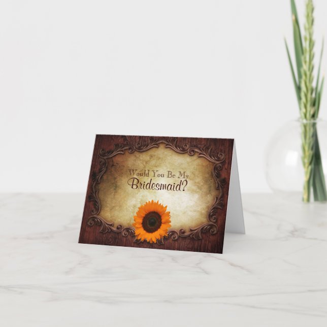 rustic western country  Will You Be My Bridesmaid Invitation (Front)