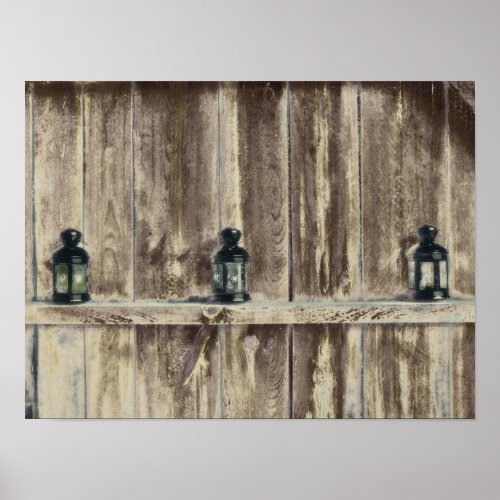 Rustic Western Country Wood Barn And Lanterns Poster