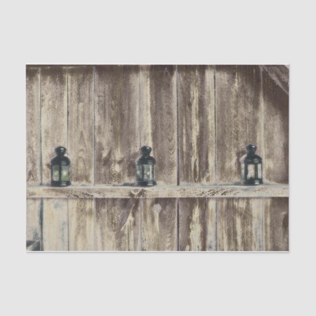 Rustic Western Country Wood Barn Lanterns Tissue Paper (Front)