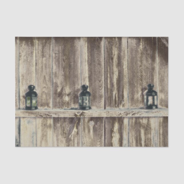 Rustic Western Country Wood Barn Lanterns Tissue Paper (Front)