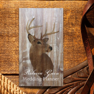 rustic  western country wood grain deer business card