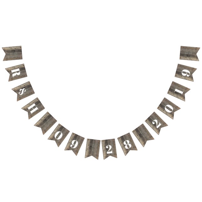 rustic western country woodgrain barn wedding bunting flags (All)