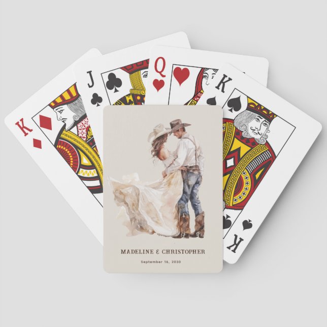 Rustic Western Couple Wedding Poker Cards (Back)