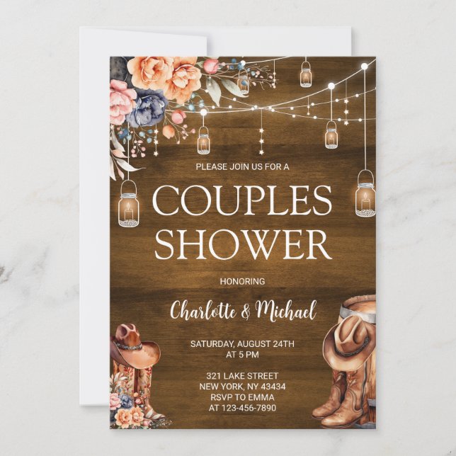 Rustic Western Couples Shower Invitation (Front)