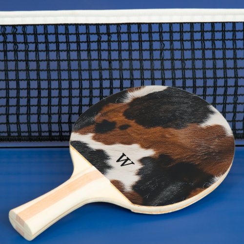 Rustic Western Cow Pattern with Monogram Ping Pong Paddle