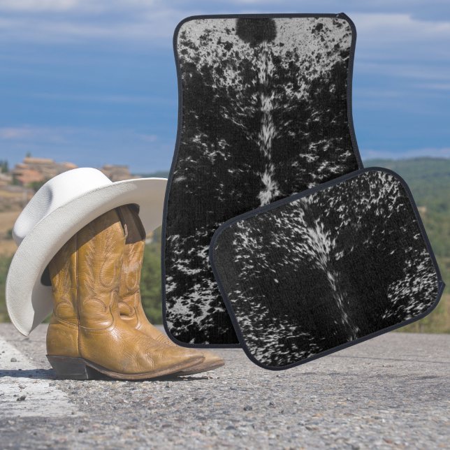 Rustic Western Cow print Black and White Car Floor Mat (Rustic Western Cow print Black and White Car Mat
)
