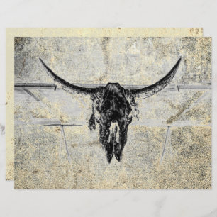 Rustic Western Cow Skull Black Texture Decoupage